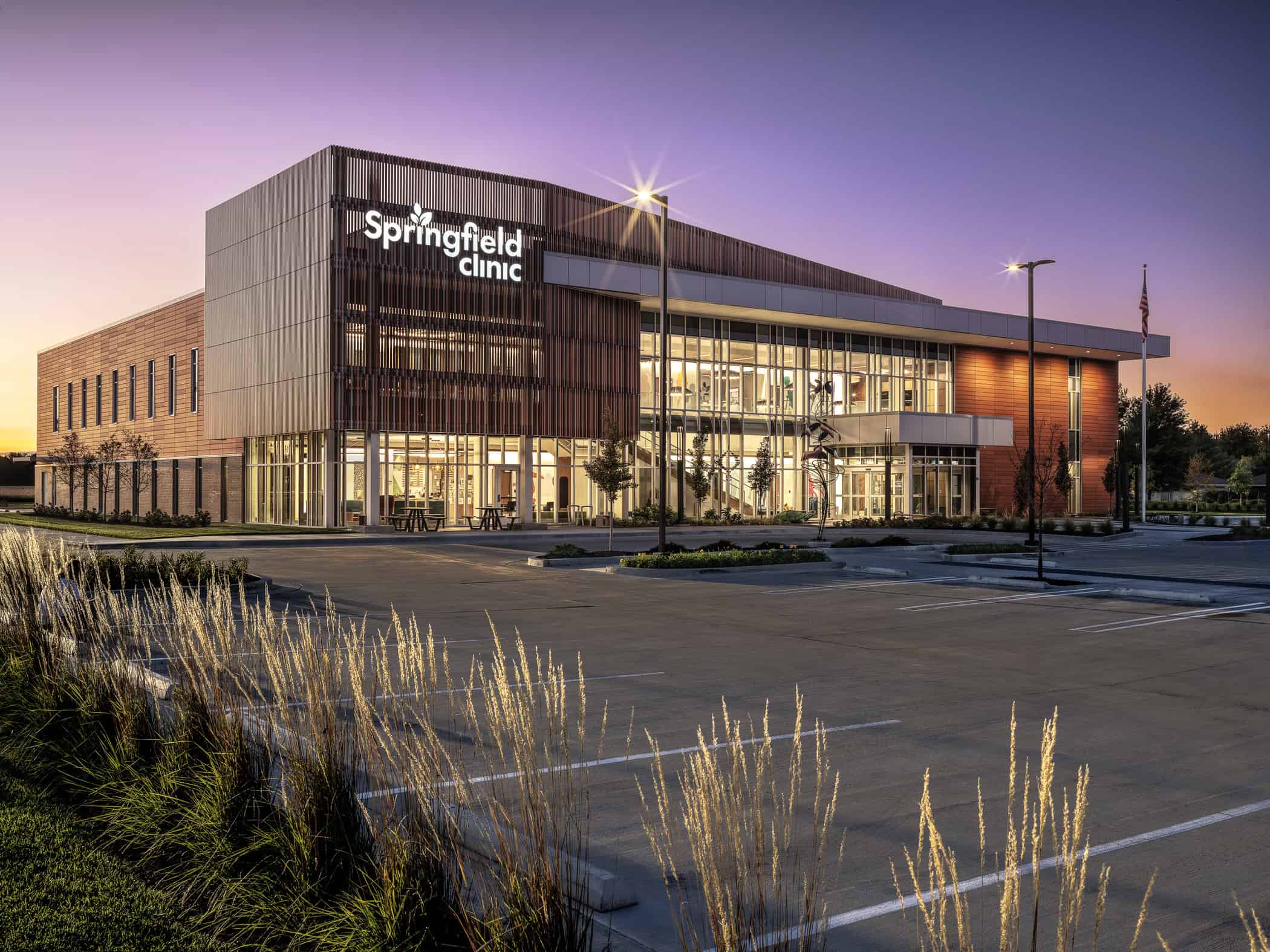 Exterior dusk shot of Springfield Clinic