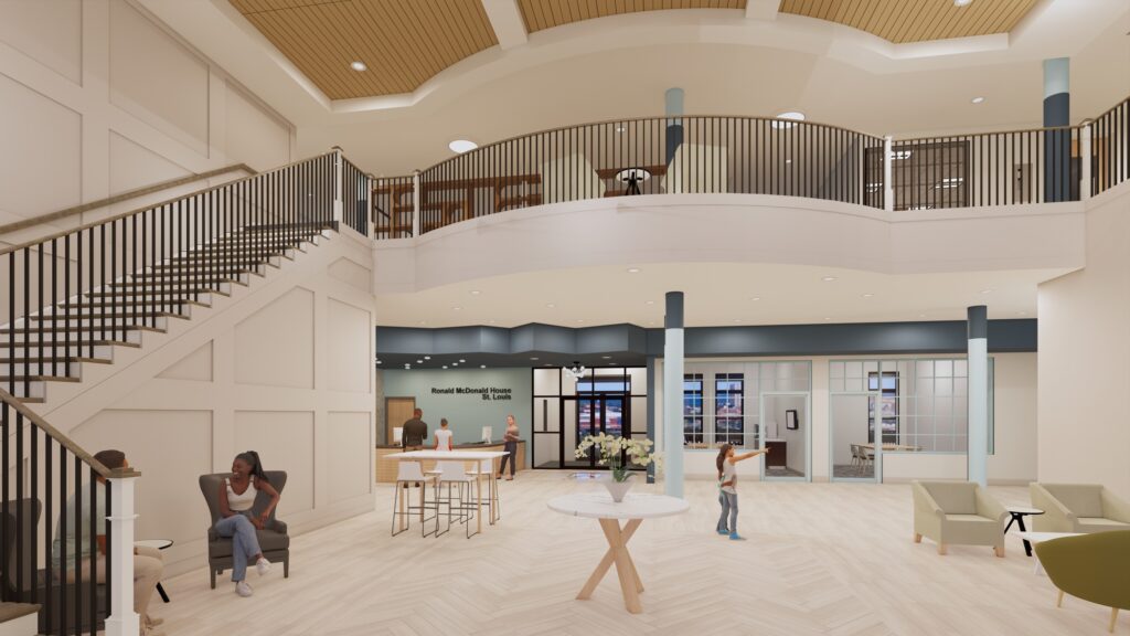 Rendering of St. Louis City Ronald McDonald House Lobby