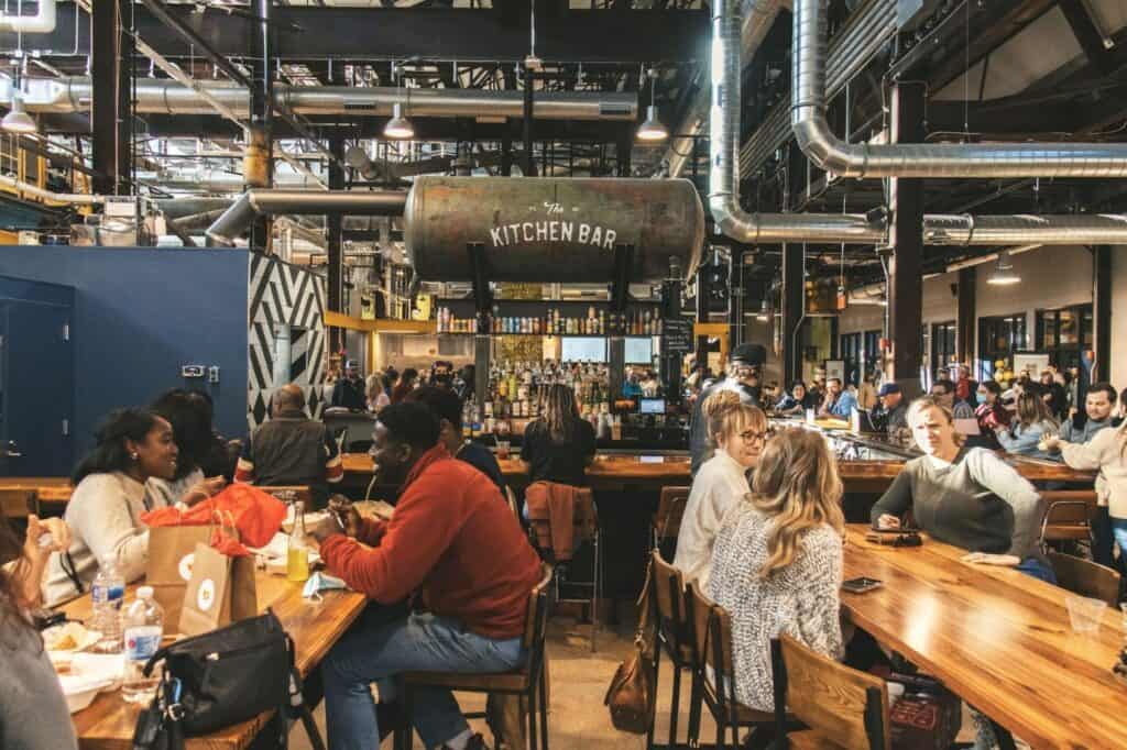 Several people at a food court