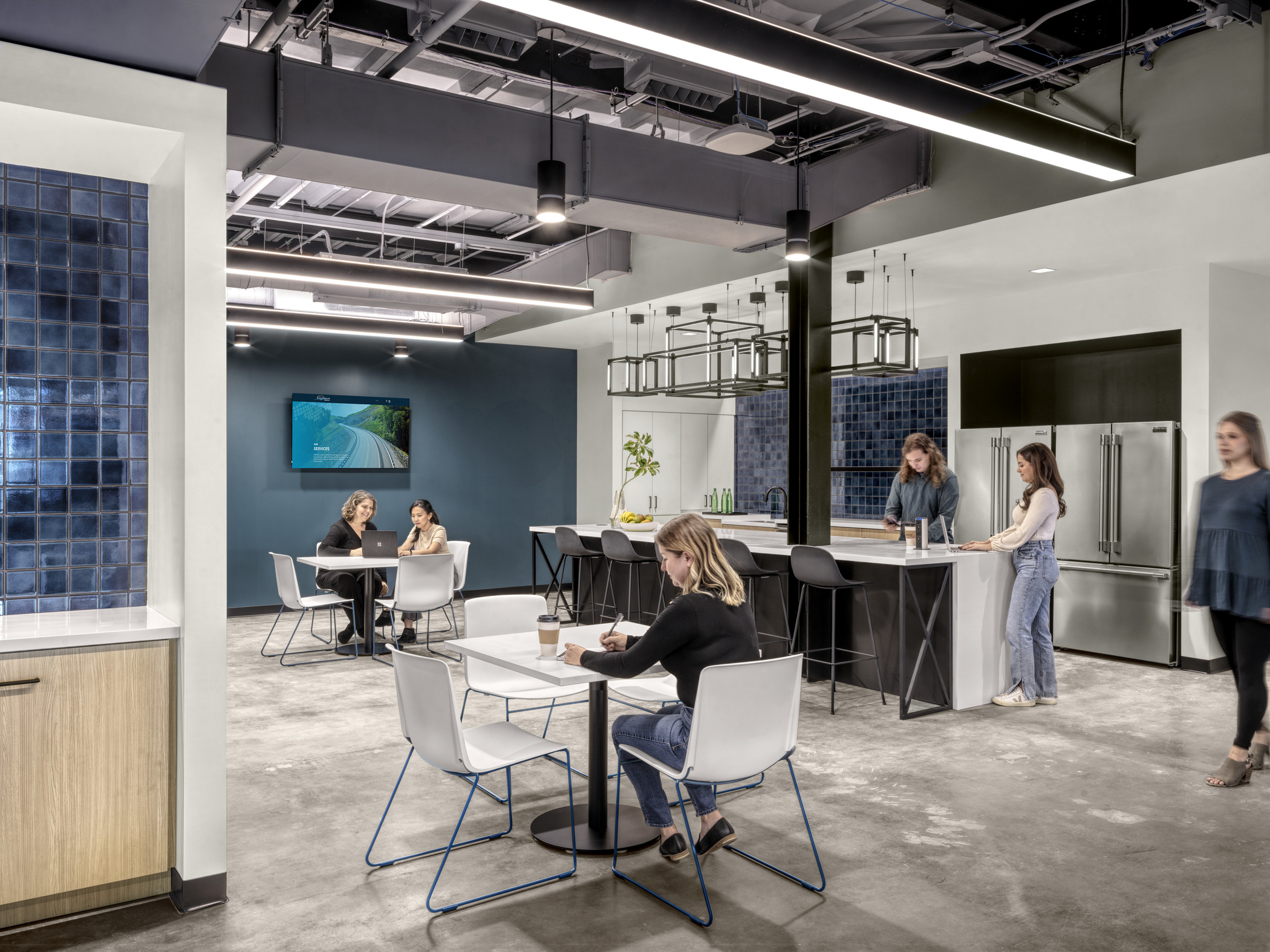 Cafe-style community kitchen at the Lochmueller Group office.