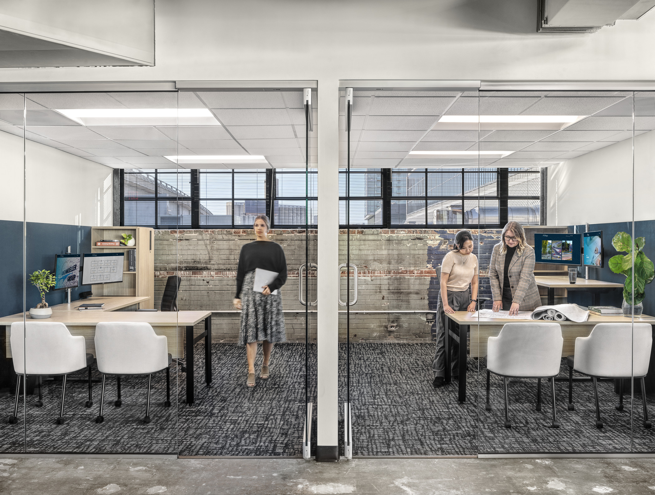 Private office rooms at the Lochmueller Group office.