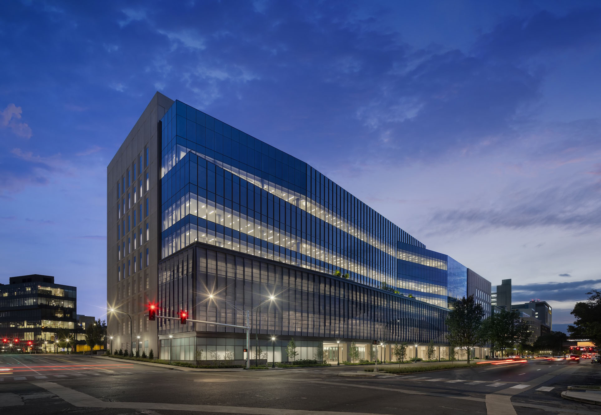 a large medical looking building photographed from outside at a distance