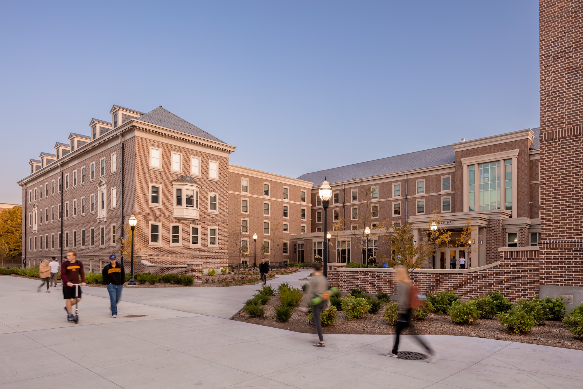 A photograph from the outside of a college campus area